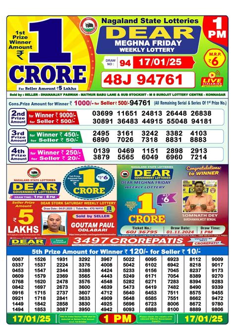 dear seagull friday weekly lottery result|Nagaland Lottery Result Friday 30.